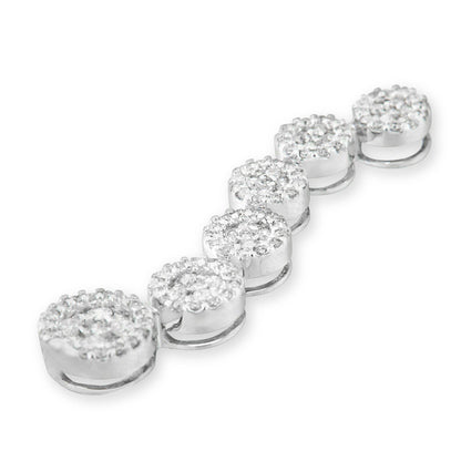 14K White Gold 1 cttw Diamond Cluster Journey Pendant Necklace (H-I, I1-I2) - Bijoux-NYC Direct