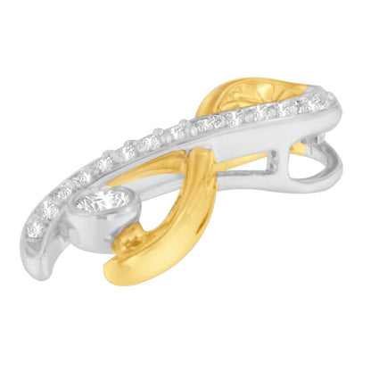 10K Two-Tone Gold 1/5 cttw Diamond Radiant Ribbon Pendant Necklace (H-I, I1-I2) - Bijoux-NYC Direct