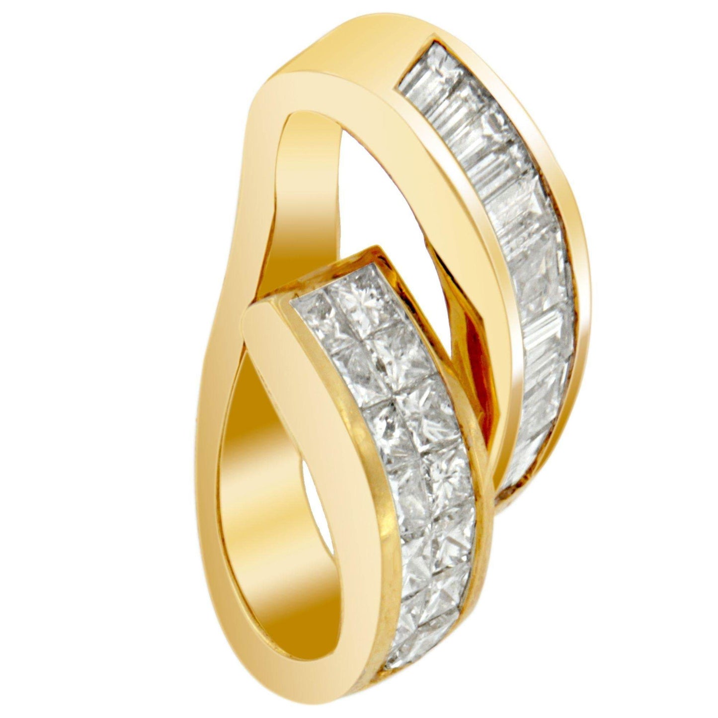 14K Yellow Gold 1 5/8 cttw Princess and Baguette Cut Diamond Fashion Pendant Necklace (G-H, VS2-SI1) - Bijoux-NYC Direct