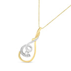 Espira 10K Two-Tone Yellow & White 1/6 Cttw Brilliant-Cut Diamond Layered Spiral 18" Pendant Necklace (H-I Color, I2-I3 Clarity)