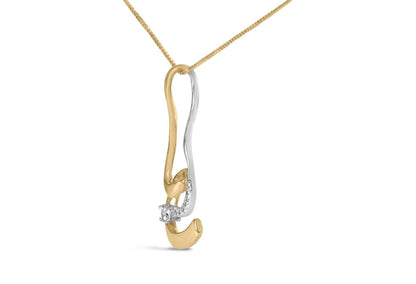 Espira 10K Two-Tone Gold 1/10 cttw Round Cut Diamond Swirl Pendant Necklace (I-J, I2-I3) - Bijoux-NYC Direct