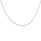 Silver chain necklace on a white background