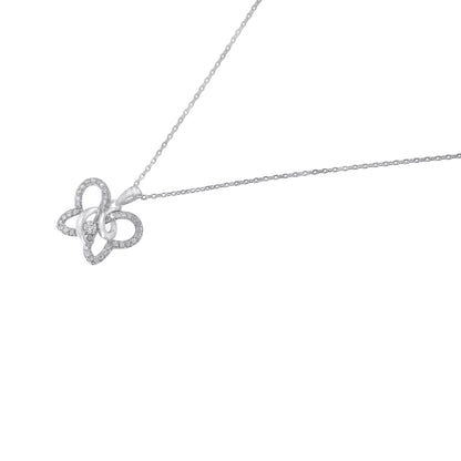 .925 Sterling Silver 1/4 cttw Prong-Set Diamond Butterfly 18" Pendant Necklace (H-I Color, I1-I2 Clarity) - Bijoux-NYC Direct