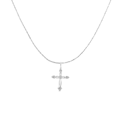 .925 Sterling Silver Round Cut Diamond Accent Cross Pendant Necklace (1/15 cttw, I-J Color, I3 Clarity) - Bijoux-NYC Direct