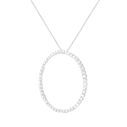 .925 Sterling Silver 4 cttw Prong Set, Round-Cut Diamond Open Circle Hoop 18" Pendant Necklace (J-K Color, I1-I2 Clarity) - Bijoux-NYC Direct