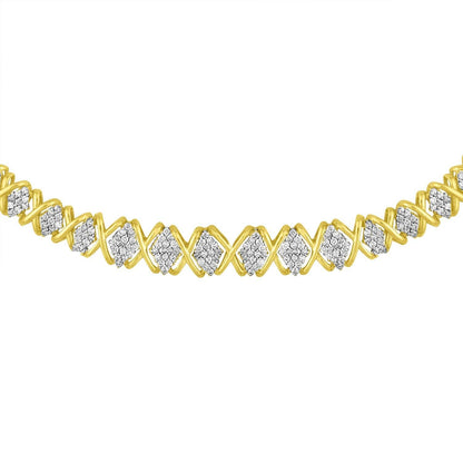 10K Yellow Gold 4 cttw Brilliant Round-Cut Diamond Graduating Riviera Statement Necklace (H-I Color, I2-I3 Clarity) - Bijoux-NYC Direct
