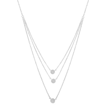 .925 Sterling Silver 1/2 Cttw Round Diamond Medallion Multi-Strand Tri Pendant 18" Necklace (H-I Color, I2-I3 Clarity) - Bijoux-NYC Direct