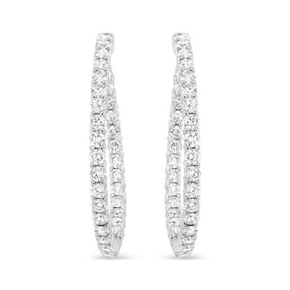 18K White Gold 3 5/8 Cttw Round Diamond Curved Inside-Outside Hoop Earrings (F-G Color, VS1-VS2 Clarity) - Bijoux-NYC Direct