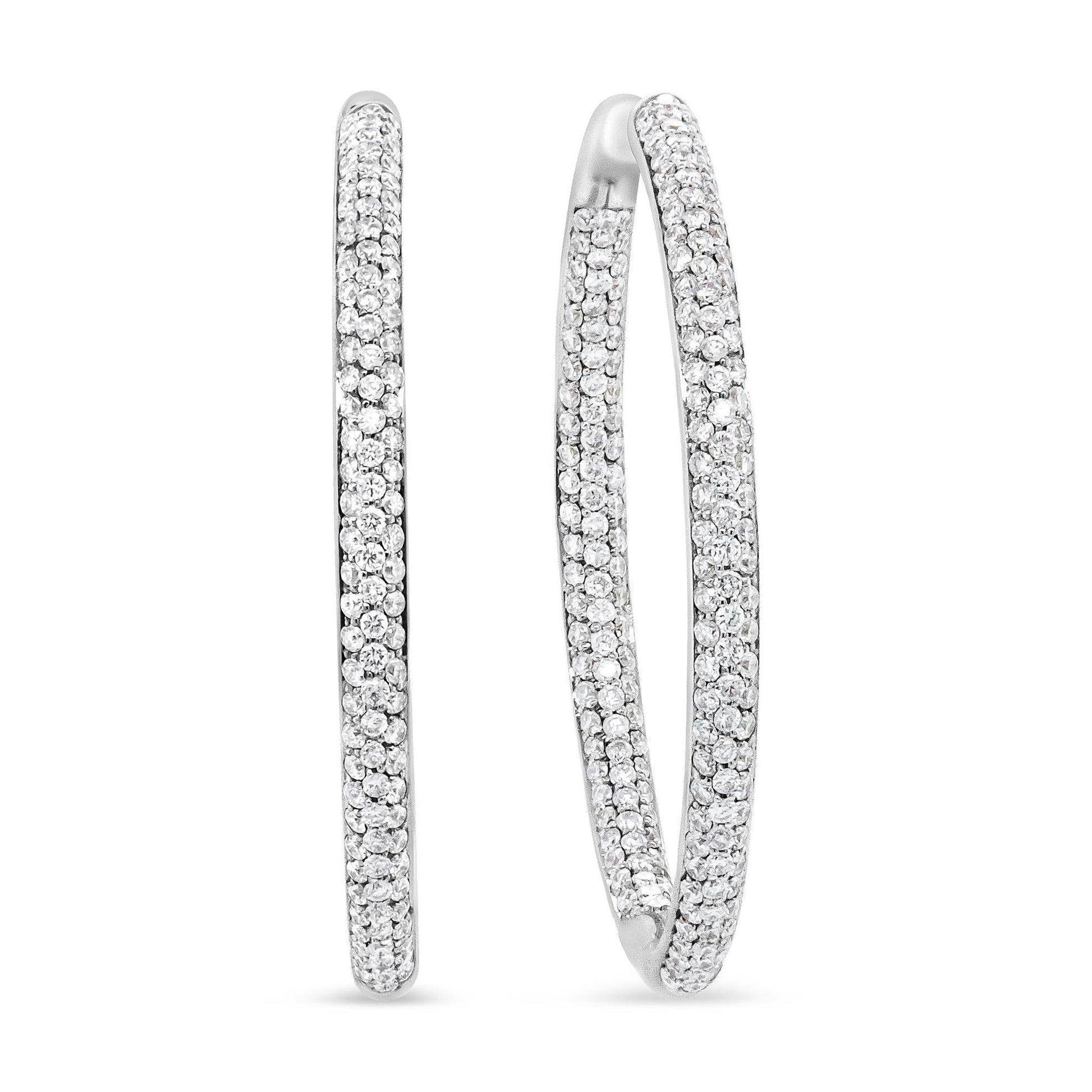 18K White Gold 2.00 Cttw Round-Cut Diamond Inner-Outer Hoop Earrings (F-G Color, VS1-VS2 Clarity) - Bijoux-NYC Direct