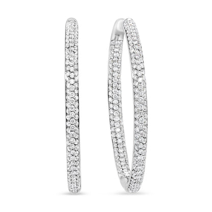 18K White Gold 2.00 Cttw Round-Cut Diamond Inner-Outer Hoop Earrings (F-G Color, VS1-VS2 Clarity) - Bijoux-NYC Direct