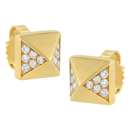 14K Yellow Gold 1/4 Cttw Diamond Pyramid Stud Earring (G-H Color, SI1-SI2 Clarity) - Bijoux-NYC Direct