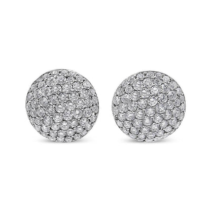 18K White Gold 3 1/2 Cttw Shared Prong Set Diamond Cluster Composite Disc Stud Earrings (F-G Color, VS1-VS2 Clarity) - Bijoux-NYC Direct
