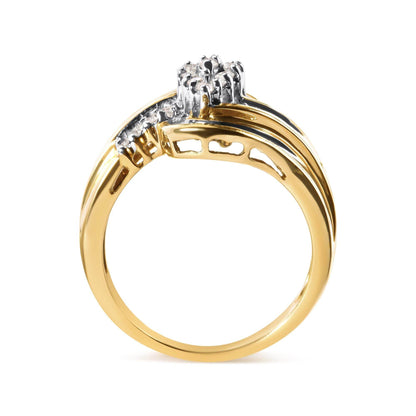 10K Yellow Gold 1/2 Cttw Diamond Pear Cluster and Swirl Ring (H-I Color, I1-I2 Clarity) - Bijoux-NYC Direct