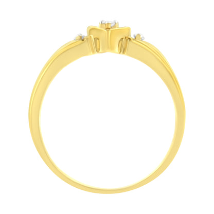 10KT Yellow Gold 1/20 cttw Diamond Triple Heart Diamond Ring (K-L, I1-I2) - Bijoux-NYC Direct