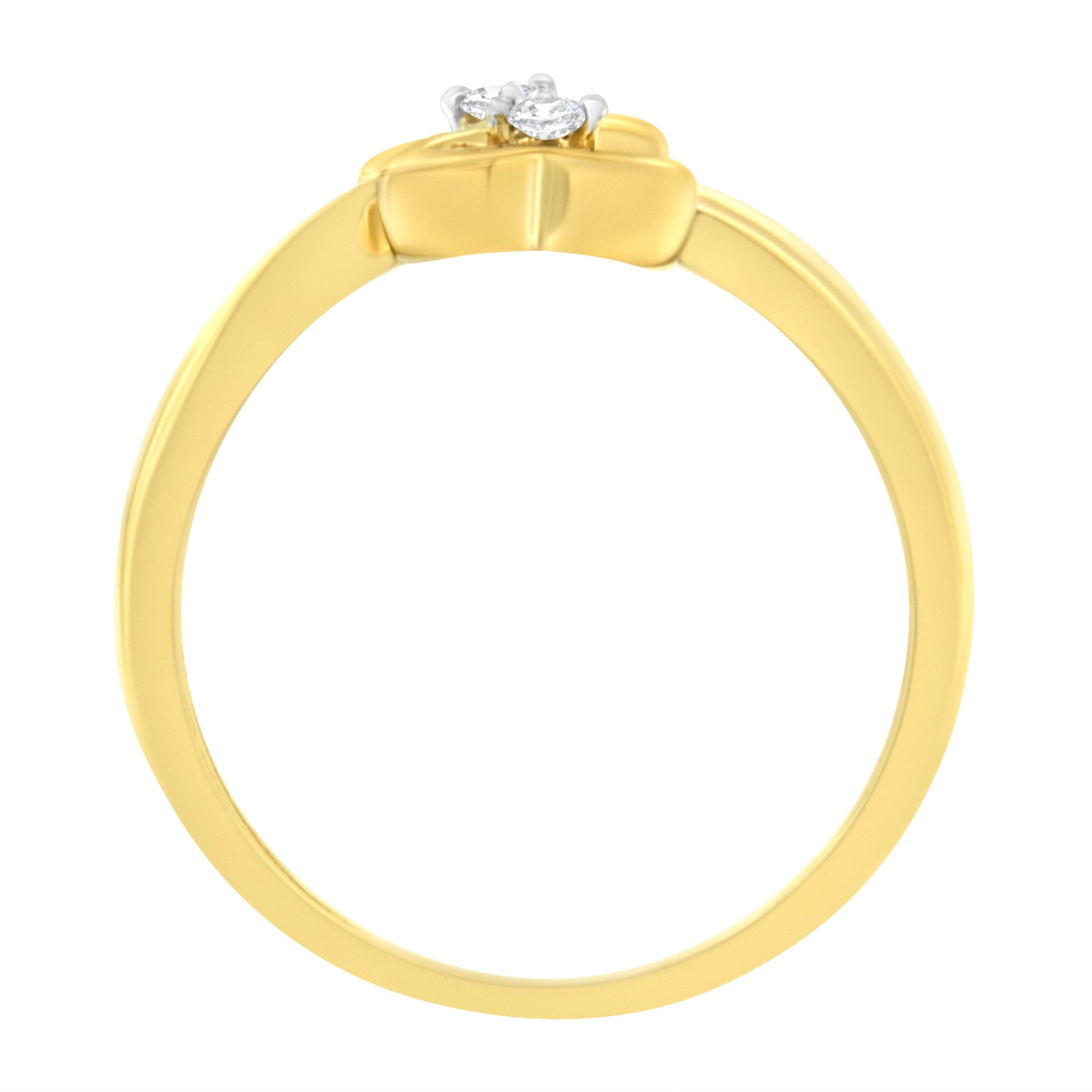 14KT Yellow Gold 1/20 ctw. Dual Heart Diamond Ring (K-L, I1-I2) - Bijoux-NYC Direct