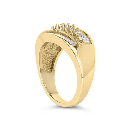 14K Yellow Gold 1.00 Cttw Diamond Cocktall Cluster 5 Stone Ring (H-I Color, SI1-I1 Clarity) - Ring Size 7 - Bijoux-NYC Direct