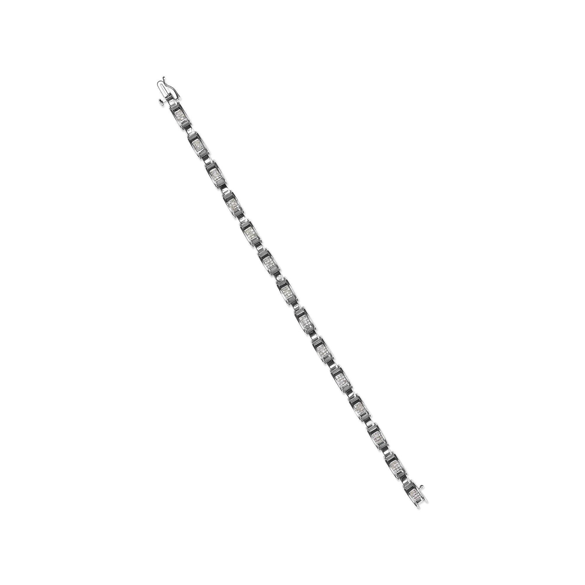 14K White Gold 1.00 Cttw Princess-Cut Diamond Link Bracelet (I-J Color, I1-I2 Clarity) - Size 7.25 - Bijoux-NYC Direct