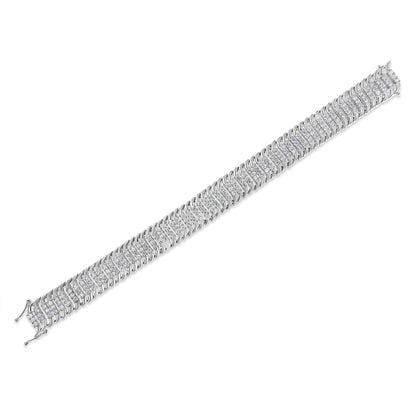 14K White Gold 5.0 Cttw Round Brilliant Cut Diamond 7" S Wave Serpentine Tennis Bracelet (H-I Color, I1-I2 Clarity) - Bijoux-NYC Direct