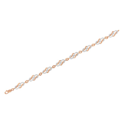 10K Rose Gold 1.0 Cttw Diamond Infinity Loop and Swirl Link Bracelet (I-J Color, I2-I3 Clarity) - 7.25" Inches