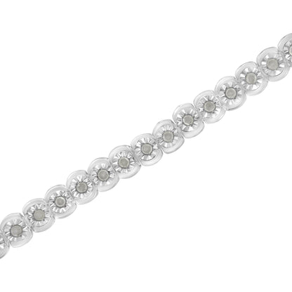 .925 Sterling Silver ½ Cttw Miracle-Set Diamond Round Half Bezel 7” Tennis Bracelet (I-J Color, I2-I3 Clarity) - Bijoux-NYC Direct