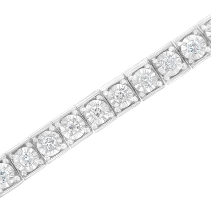 .925 Sterling Silver Brilliant-Cut Round Diamond Square Frame Miracle-Set Tennis Bracelet (2 cttw, I-J Color, I2-I3 Clarity) - Size 7" - Bijoux-NYC Direct