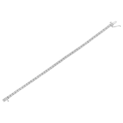.925 Sterling Silver 3.0 Cttw Prong-Set Round Diamond 2 Row Link Tennis Bracelet (I-J Color, I3 Clarity) - 7.25" - Bijoux-NYC Direct