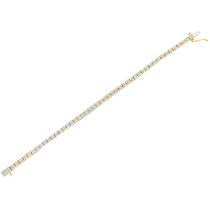 14K Yellow Gold Plated .925 Sterling Silver 3.0 Cttw Diamond Link Bracelet (K-L Color, I2-I3 Clarity) - 7.25" - Bijoux-NYC Direct