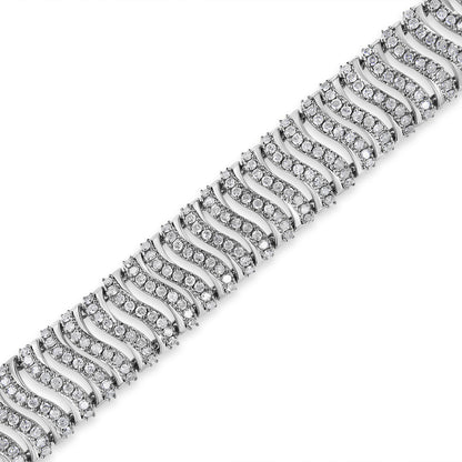 .925 Sterling Silver 5.00 Cttw Round-Cut Diamond "S" Link Bracelet (I-J Color, I3 Clarity) - Size 7.25 - Bijoux-NYC Direct