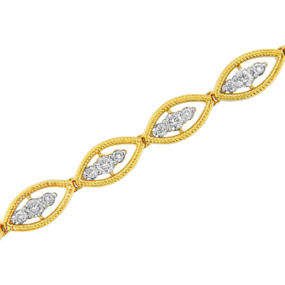 10K Yellow Gold Plated .925 Sterling Silver 1 cttw Prong Set Round-Cut Diamond Link Bracelet (J-K Color, I1-I2 Clarity) - 7.25" - Bijoux-NYC Direct
