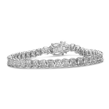 .925 Sterling Silver 2.0 Cttw Diamond Cluster Link Bracelet (I-J Color, I2-I3 Clarity) - Size 7.25" - Bijoux-NYC Direct