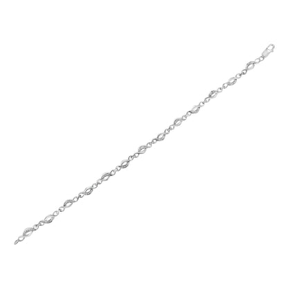 .925 Sterling Silver Prong Set Diamond Accent Curved Spiral Link Bracelet (I-J Color, I3 Clarity) - 7.25" - Bijoux-NYC Direct