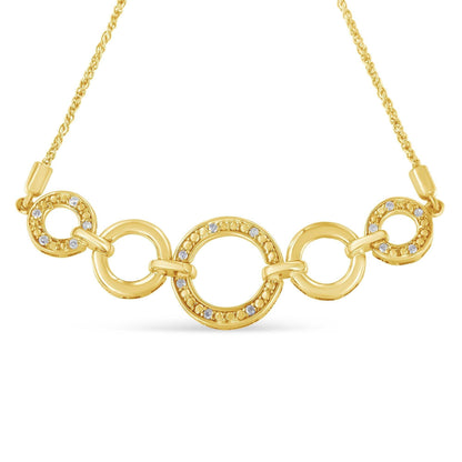 10K Yellow Gold over .925 Sterling Silver Diamond Accented Graduated Infinity Open Circle 6”-9” Adjustable Bolo Bracelet (H-I Color, I2-I3 Clarity) - Bijoux-NYC Direct