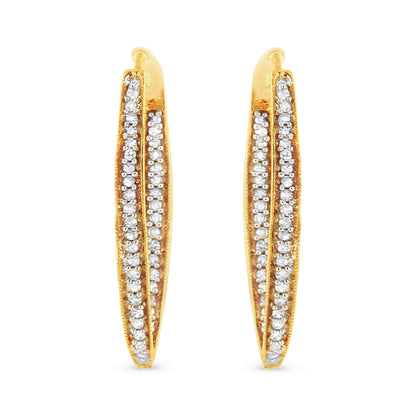10K Yellow Gold 1/2 Cttw Round-Cut Diamond Modern Hoop Earrings (I-J Color, I2-I3 Clarity) - Bijoux-NYC Direct