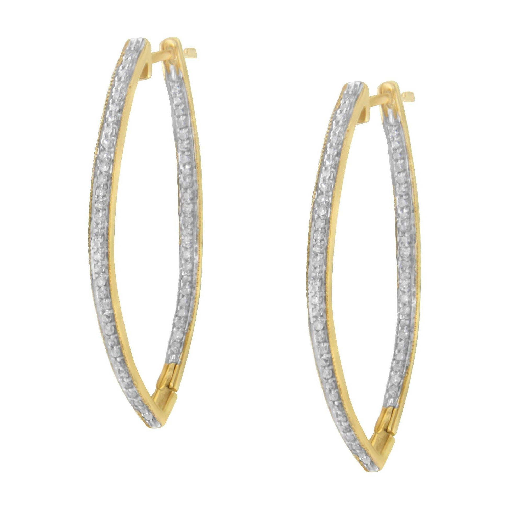 10k Yellow Gold Round Cut Diamond Earrings (1 cttw, I-J Color, I2-I3 Clarity) - Bijoux-NYC Direct