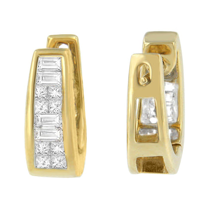 14k Yellow Gold 1/2ct TDW Princess and Baguette Diamond Earrings (I-J,VS1-VS2) - Bijoux-NYC Direct