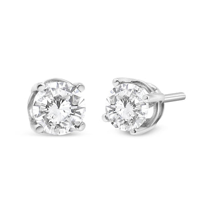 14K White Gold 3/4 Cttw Lab Grown Diamond 4-Prong Classic Stud Earrings (F-G Color, VS2-SI1 Clarity) - Bijoux-NYC Direct