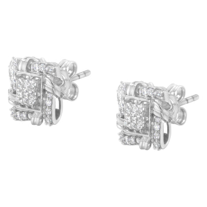 .925 Sterling Silver 1/2 Cttw Round-Cut Diamond Stud Earrings (I-J Color, I1-I2 Clarity) - Bijoux-NYC Direct