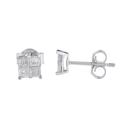 10k White Gold Diamond Stud Earrings (0.60 cttw, I-J Color, I2-I3 Clarity) - Bijoux-NYC Direct