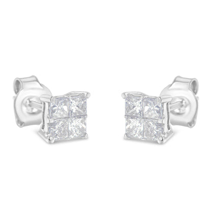 10K White Gold Diamond Stud Earrings (3/4 cttw, H-I Color, SI2-I1 Clarity) - Bijoux-NYC Direct