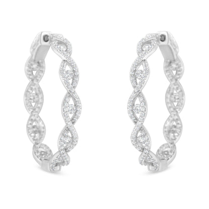 10K White Gold Diamond Hoop Earrings (1 1/2 cttw, H-I Color, I1-I2 Clarity) - Bijoux-NYC Direct