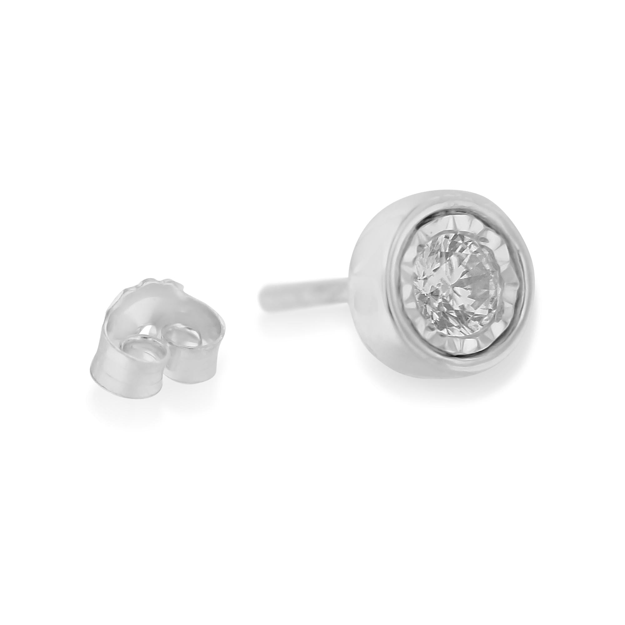 10K White Gold Diamond Floral Stud Earrings (3/8 cttw, I-J Color, I2-I3 Clarity) - Bijoux-NYC Direct