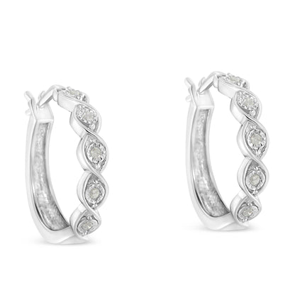 .925 Sterling Silver 1/10 Cttw Miracle-Set Diamond Infinity Swirl Hoop Earrings (I-J Color, I3 Clarity) - Bijoux-NYC Direct