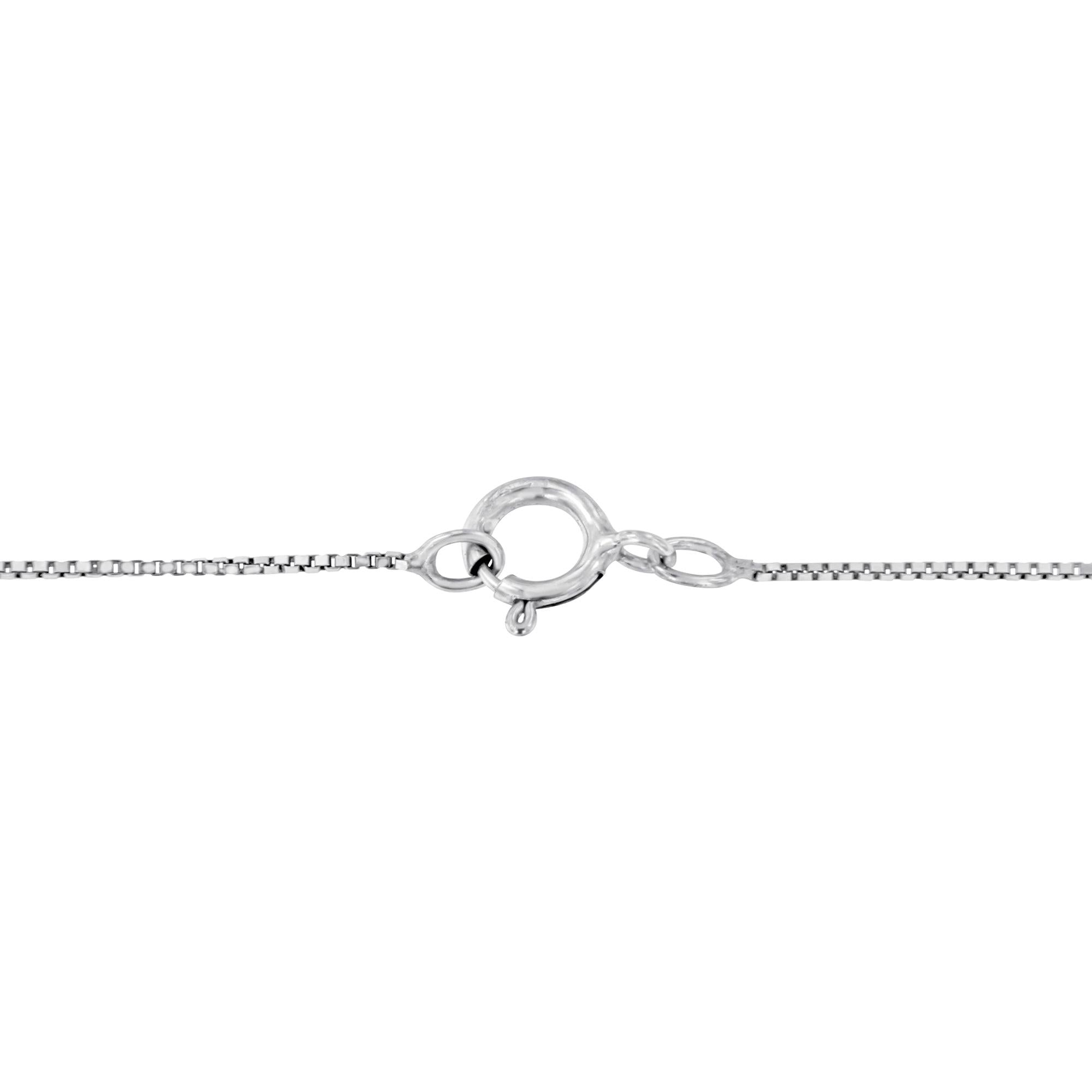 Silver chain necklace with a clasp on a white background
