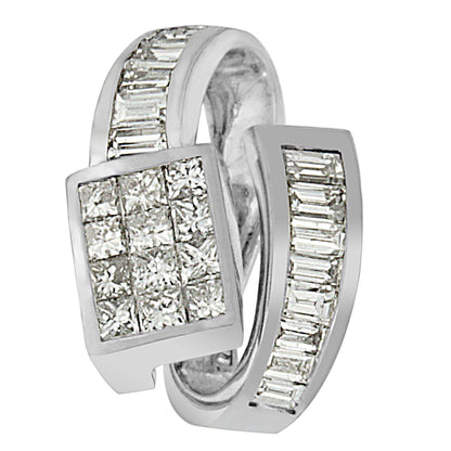 14K White Gold 2 cttw Princess and Baguette Cut Diamond Double Loop Pendant Necklace (G-H, VS1-VS2) - Bijoux-NYC Direct