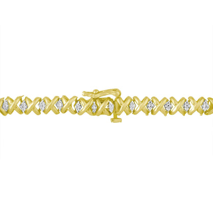 10K Yellow Gold 4 cttw Brilliant Round-Cut Diamond Graduating Riviera Statement Necklace (H-I Color, I2-I3 Clarity) - Bijoux-NYC Direct