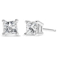 14K White Gold 1/2 Cttw Princess-Cut Square Near Colorless Diamond Classic 4-Prong Solitaire Stud Earrings (H-I Color, I1-I2 Clarity)