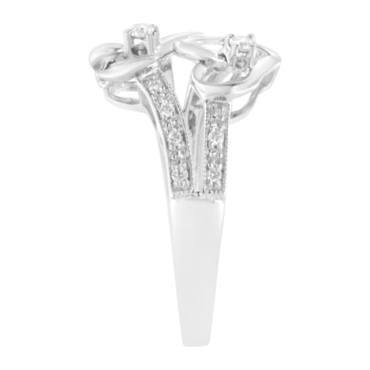 14KT White Gold 1/10 cttw Diamond Twin Heart Ring - Bijoux-NYC Direct