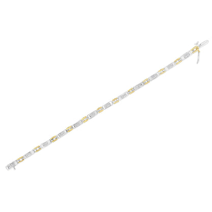 10K Two-Tone Gold Princess Cut Diamond Geo Link Bracelet (1.00 cttw, H-I Color, SI1-SI2 Clarity) - Bijoux-NYC Direct