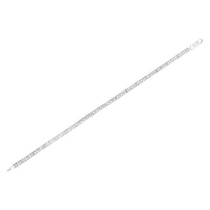 .925 Sterling Silver 1.0 Cttw Diamond Square Hybrid Link 7" Tennis Bracelet (I-J Color, I2-I3 Clarity)