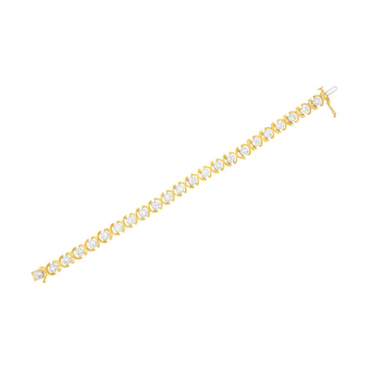 10K Yellow Gold Plated Sterling Silver 2 cttw Diamond "XOXO" Bracelet (J-K Clarity, I1-I2 Color) - Size 7.25" - Bijoux-NYC Direct
